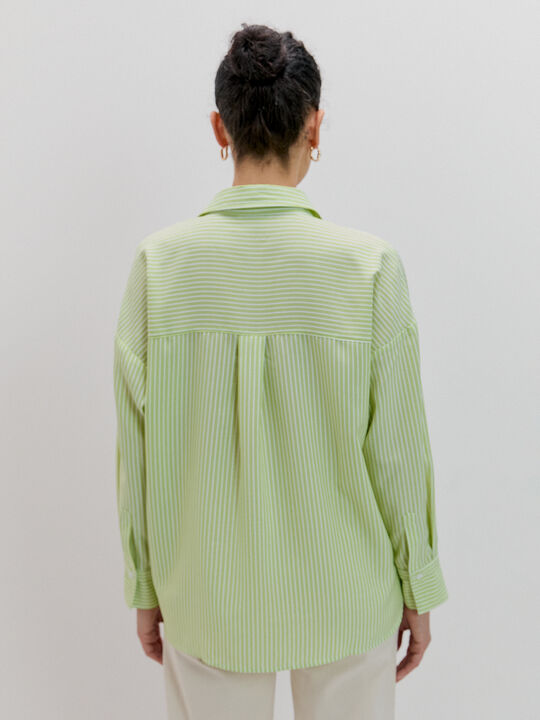 CAMISA RAYAS OVERSIZE Verde image number null