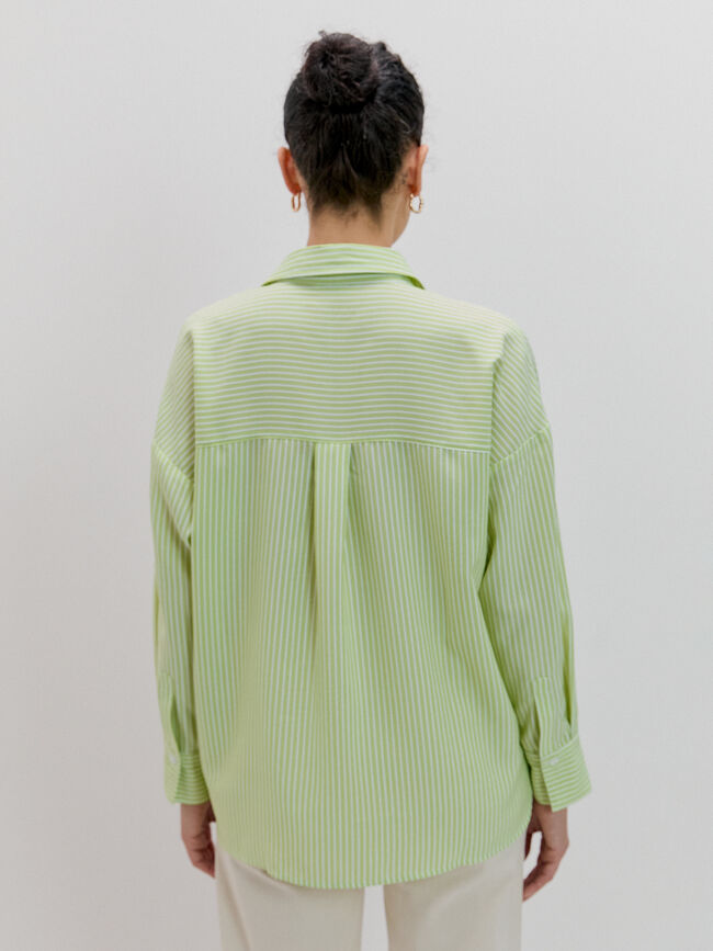 CAMISA RAYAS OVERSIZE Verde