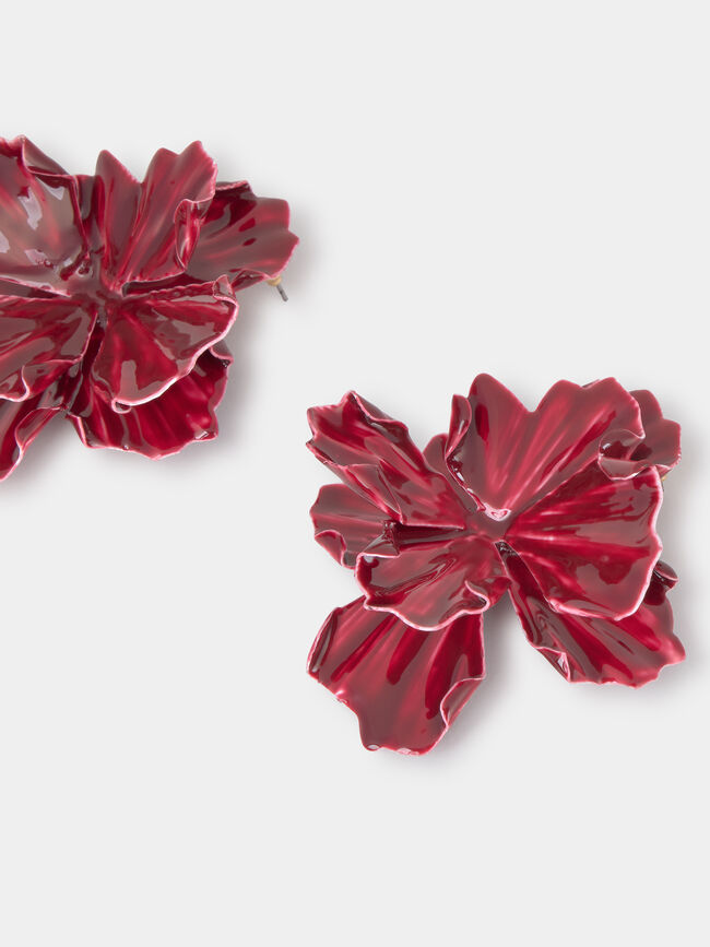 PENDIENTES GRANDES FLOR Burdeos