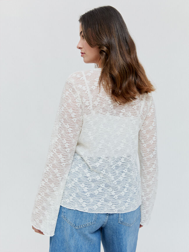 CHAQUETA ENCAJE Blanco Optico