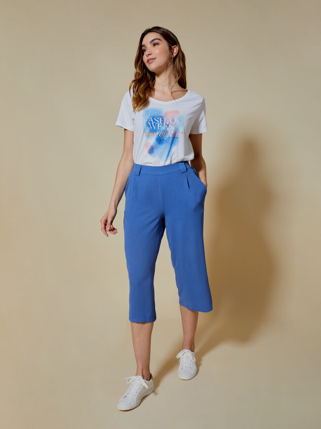 Pantalón culotte fluido Azul Ceruleo