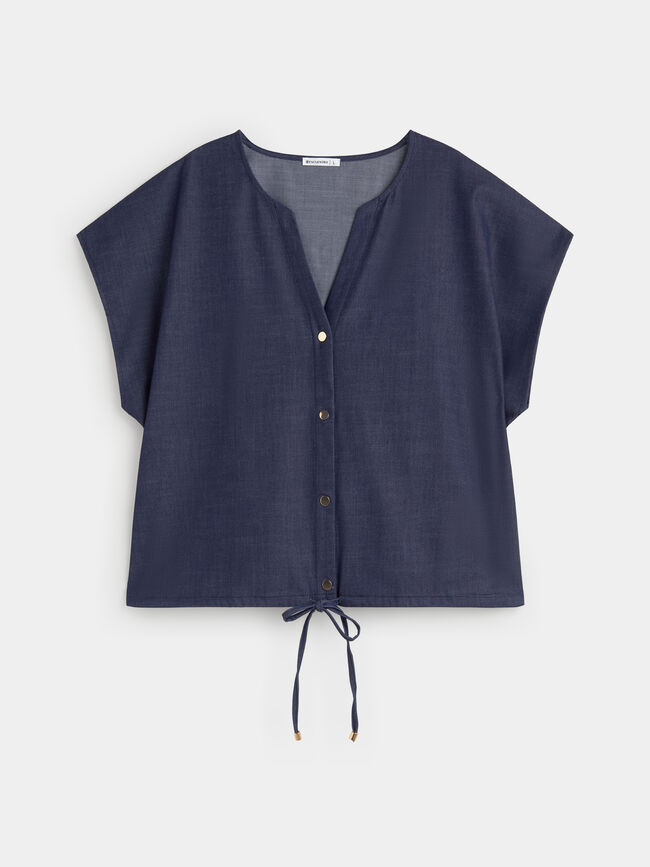 CHAQUETA FLUIDA CORTA Dark blue