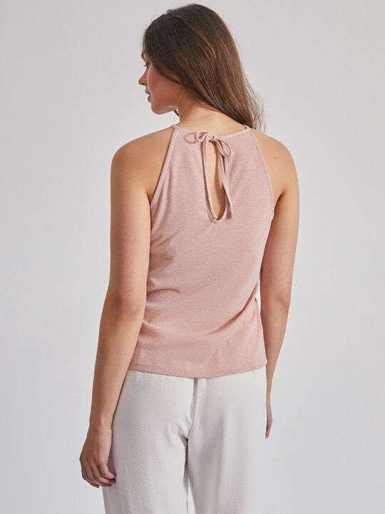 TOP HALTER LUREX rosa palido image number null