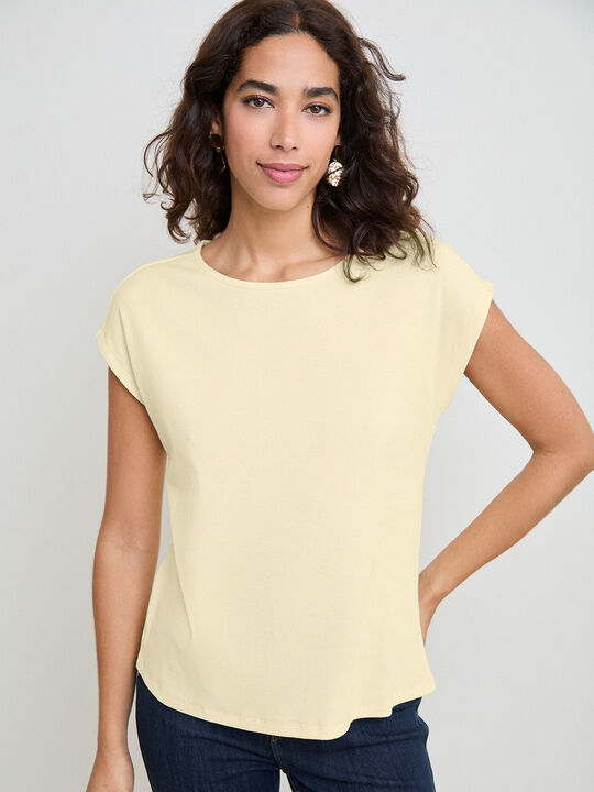CAMISETA HOMBRO CAIDO Amarillo Pastel image number null