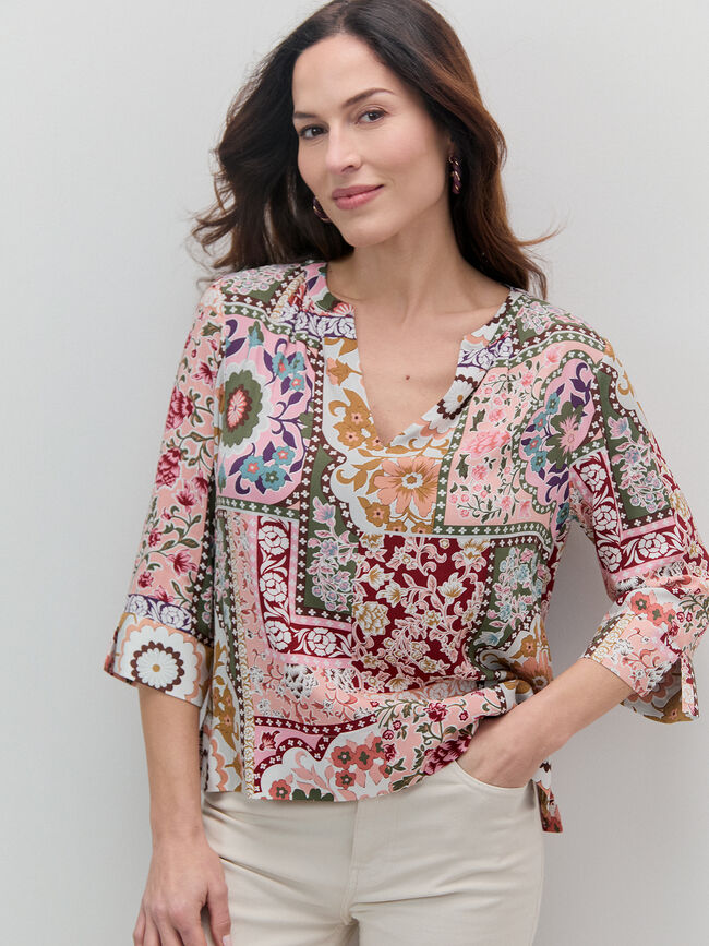 BLUSA FLUIDA ESTAMPADA Rojo Cabaret