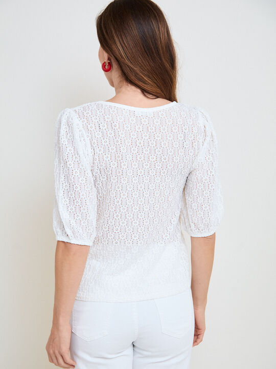 CAMISETA DETALLE TEJIDO Blanco Optico image number null