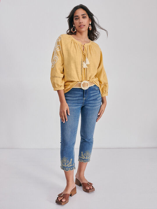 BLUSA DETALLE BORLAS Mostaza image number null