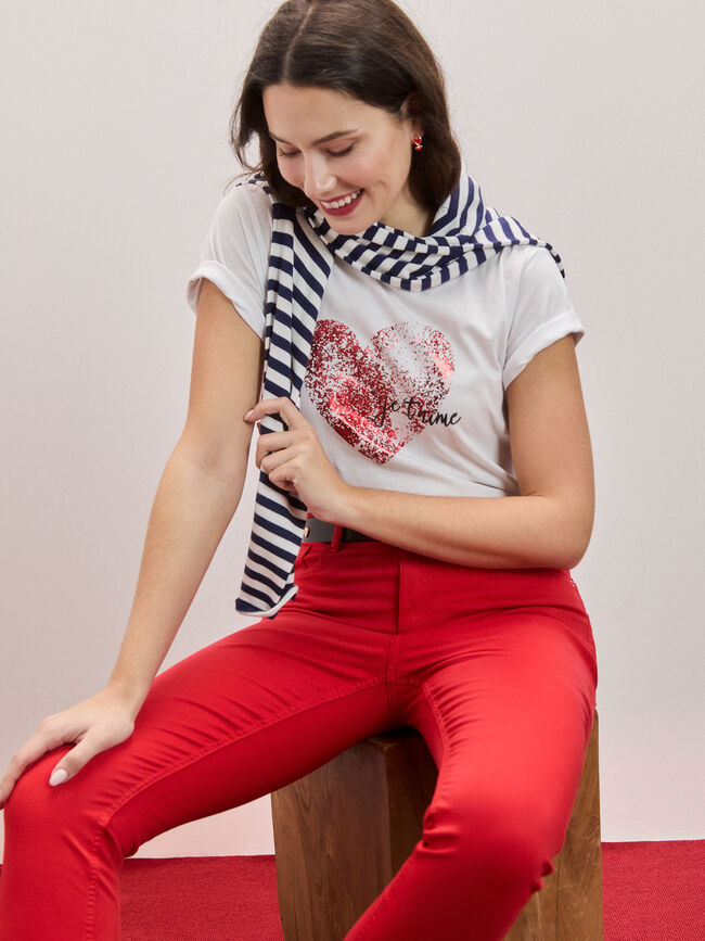 CAMISETA CORAZ&Oacute;N BRILLANTE Blanco Optico