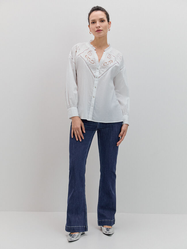 CAMISA ROMANTICA BORDADOS Blanco Optico