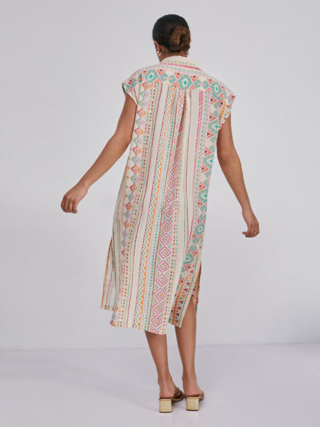 Vestido camisero estampado Crudo