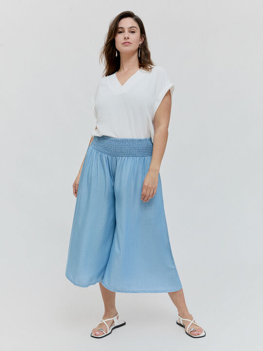PANTALON CINTURILLA ELÁSTICA Mid blue image number null