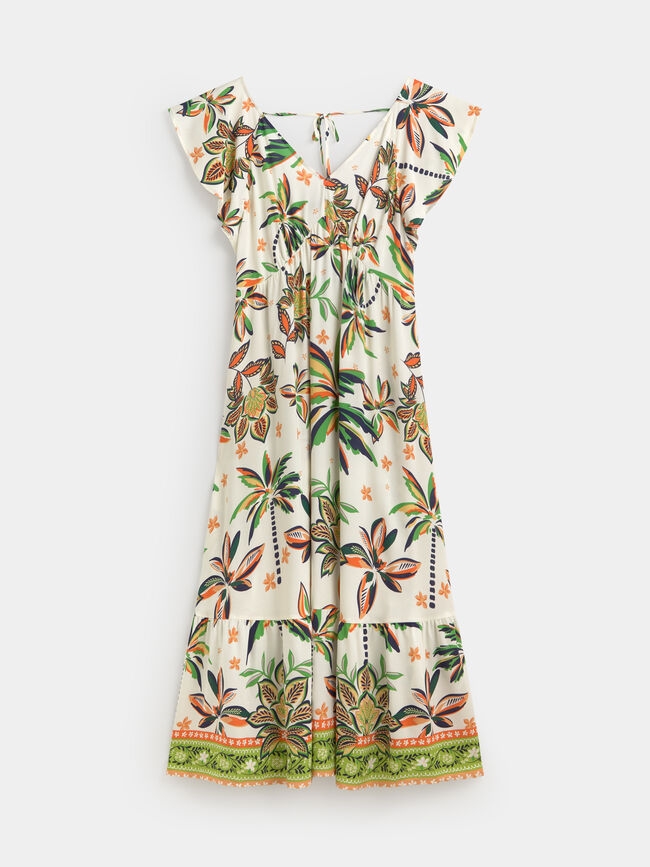 VESTIDO BAJO VOLANTE Crudo
