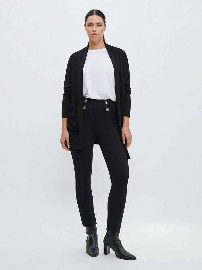 PANTALÓN PUNTO ROMA BOTONES Negro