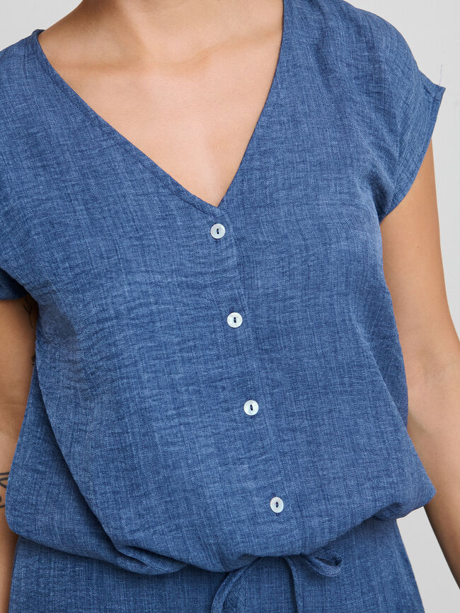 TOP BOTONES Azul Grisaceo