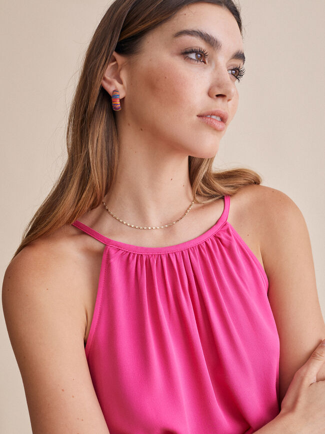 Top volante bajo Fucsia Claro