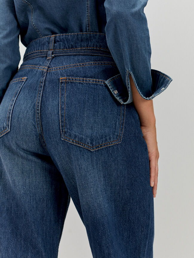 WIDE LEG CINTURÓN Dark blue