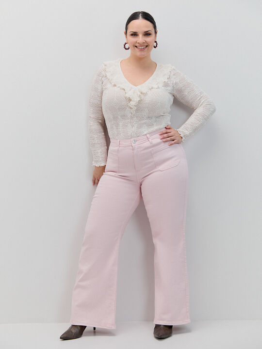 WIDE LEG CROP BOLSILLOS Rosa image number null