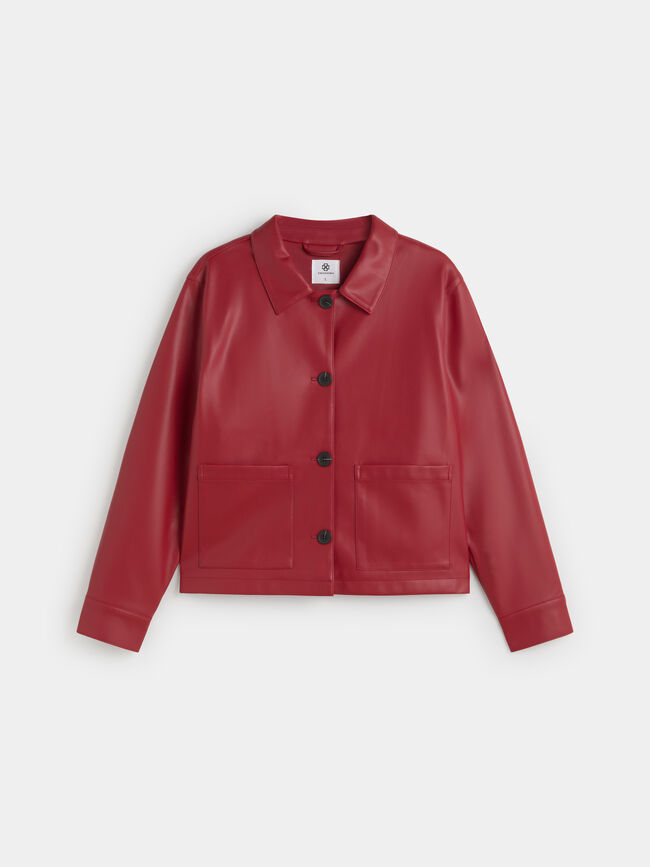 CHAQUETA POLIPIEL BOLSILLOS Rojo