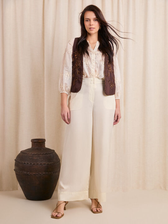 CHALECO BORDADOS ABALORIOS Marron image number null