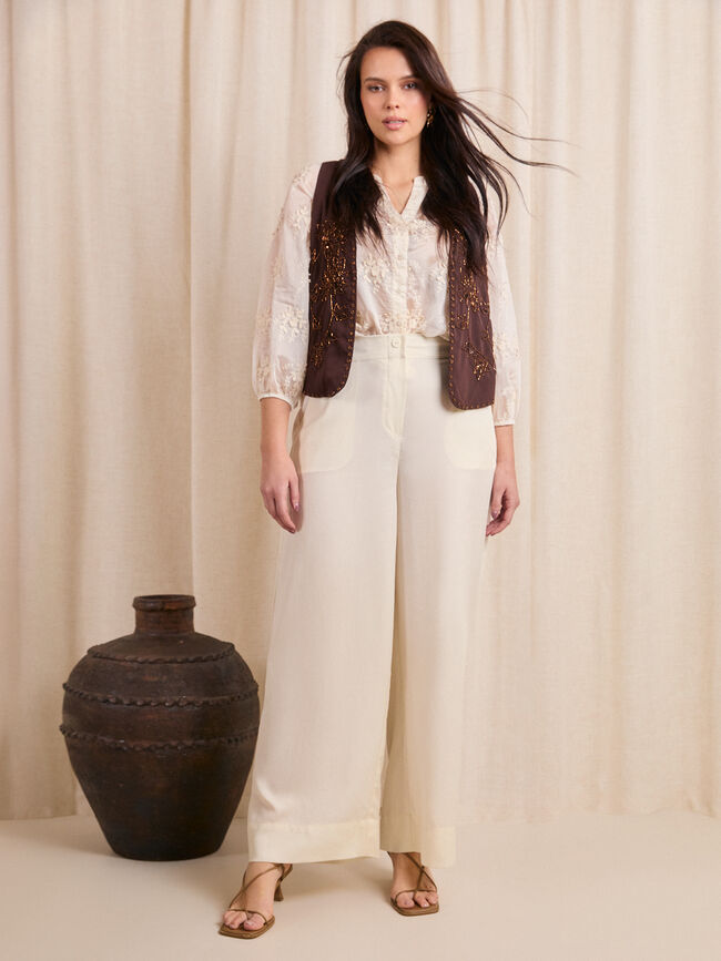 CHALECO BORDADOS ABALORIOS Marron