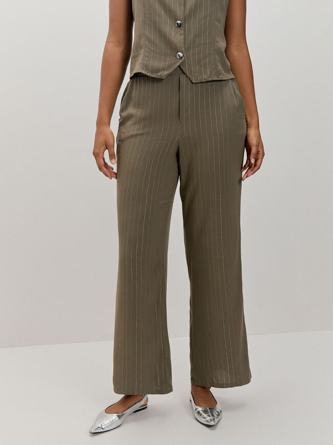 pantalon viscosa kaki claro