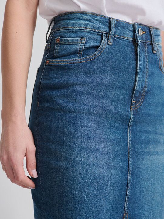 FALDA VAQUERA MIDI Dark blue image number null