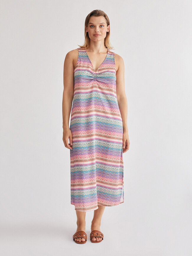 Vestido goma escote Crudo