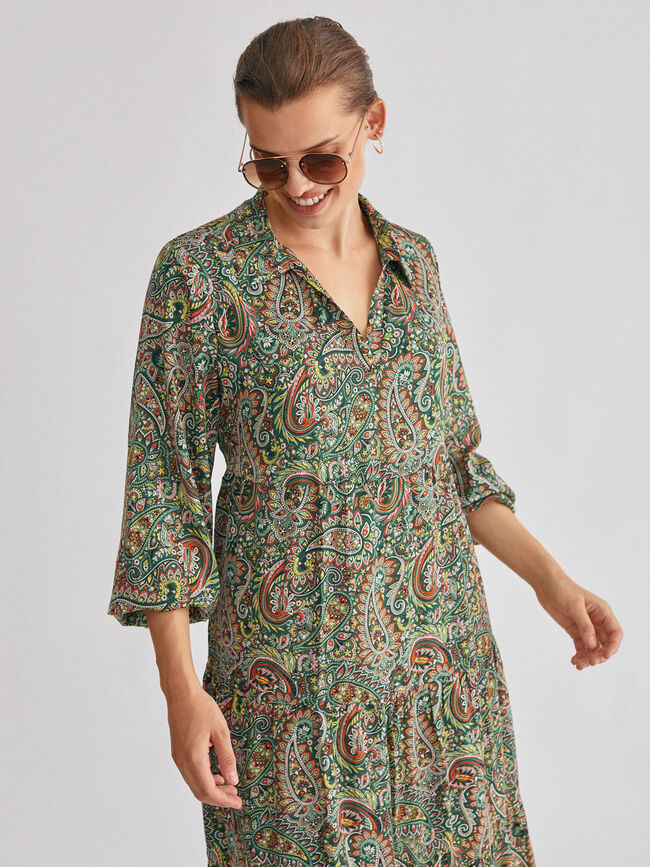 Vestido midi de satén Verde oscuro