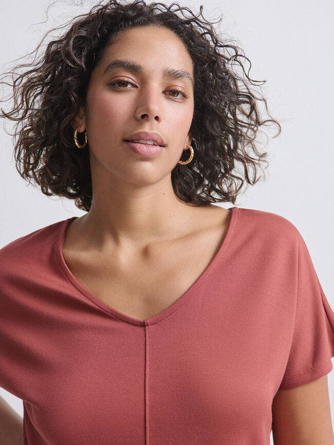 CAMISETA BAJO REDONDEADO Marron/Naranja