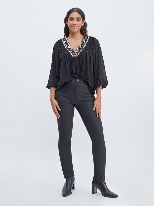 BLUSA PLUMETI ABALORIOS Negro image number null