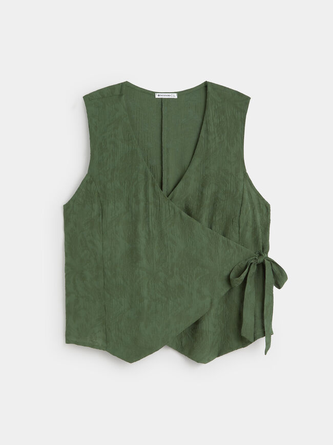 TOP CRUZADO JACQUARD Verde Amazona