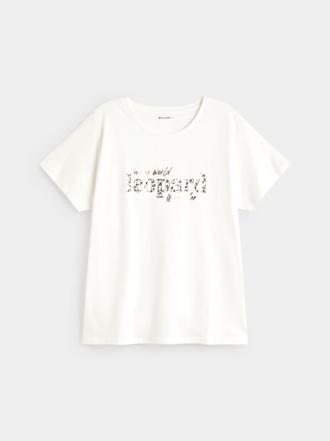 CAMISETA LEOPARDO BRILLANTE Crudo