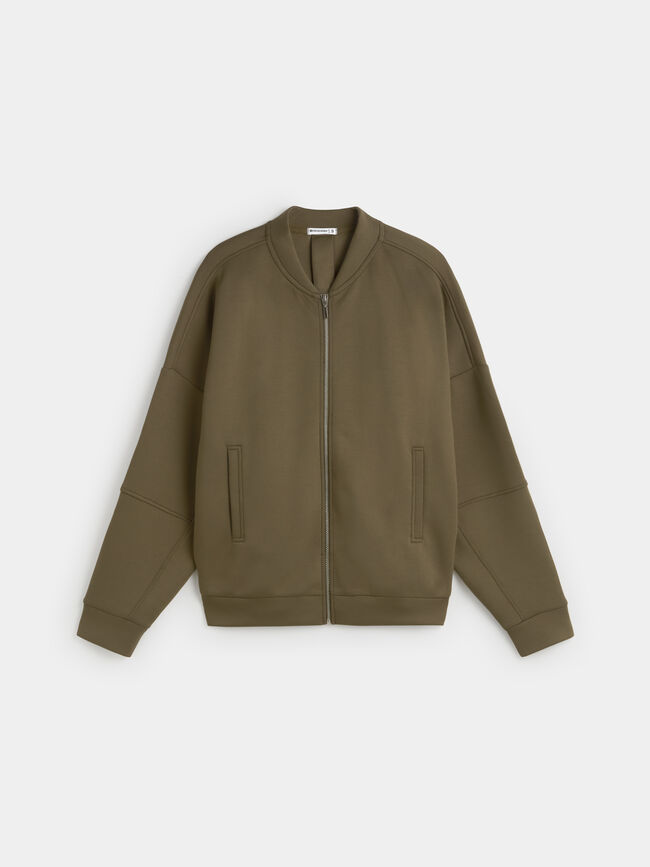 BOMBER DETALLE ESPALDA kaki oscuro