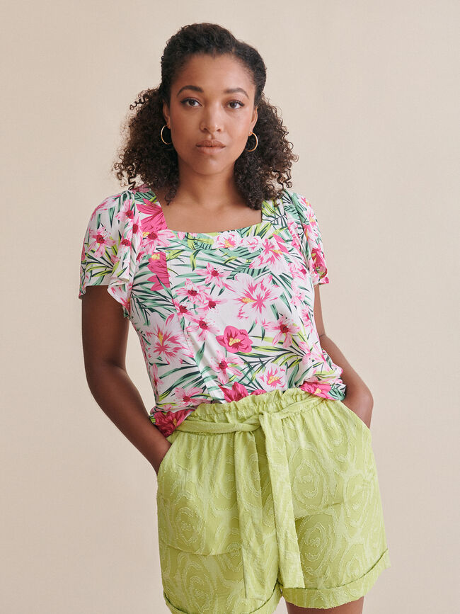 Blusa manga volante Fucsia Claro