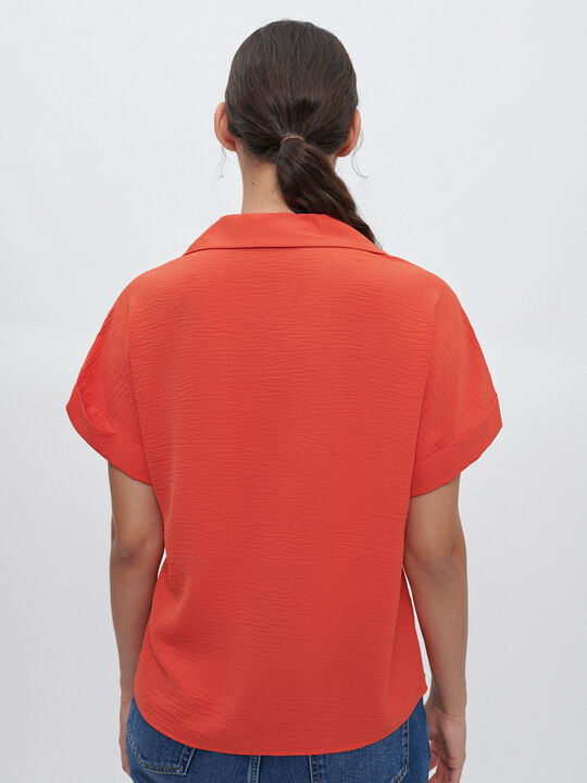 BLUSA MANGA CORTA naranja coral image number null