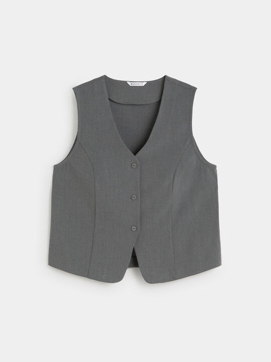 CHALECO BASICO BOTONES Gris vigore Osc image number null