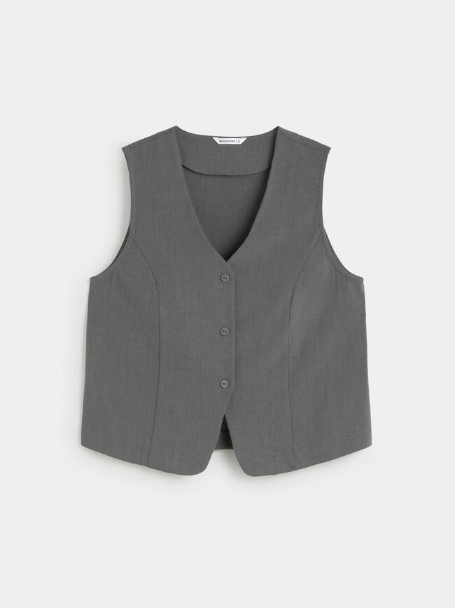 CHALECO BASICO BOTONES Gris vigore Osc