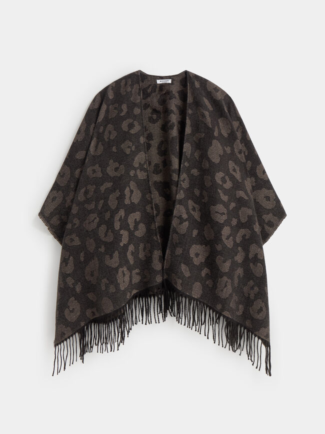 PONCHO ESTAMPADO ANIMAL Negro