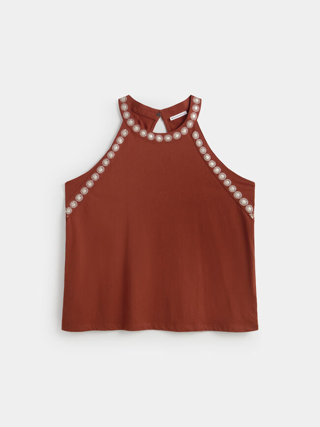 TOP DETALLE CONTRASTE Marron Medio