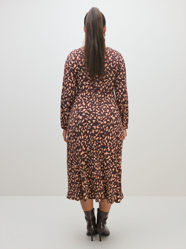 VESTIDO PLISADO NUDO ESCOTE Estampado 1