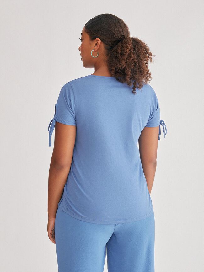 camiseta abertura mangas Azul Ceruleo