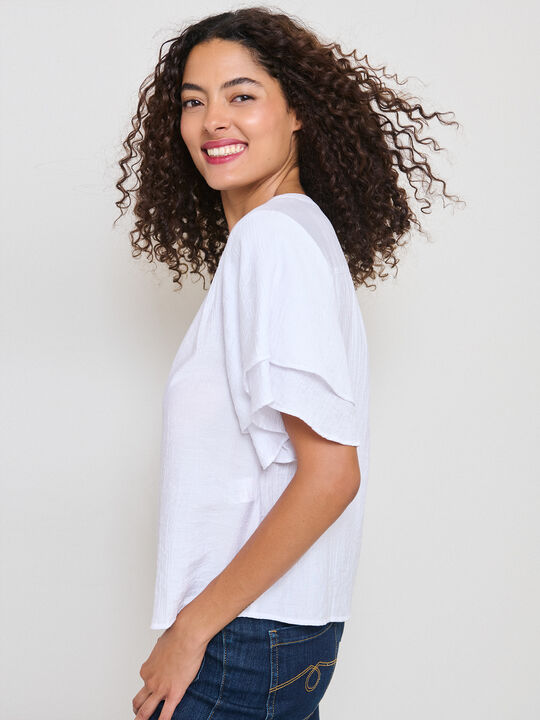 BLUSA MANGA VOLANTE Blanco Optico image number null