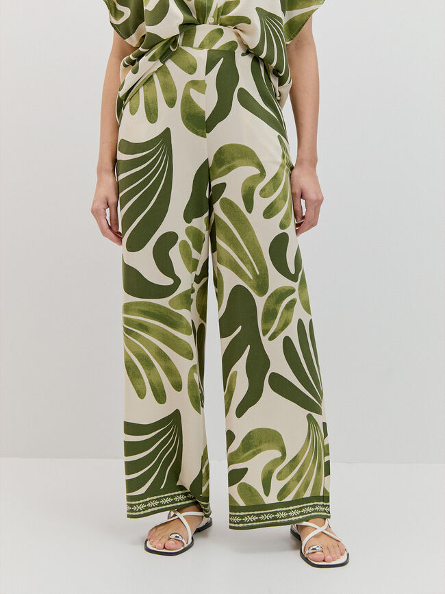 PANTAL&Oacute;N FLUIDO ESTAMPADO verde cypress