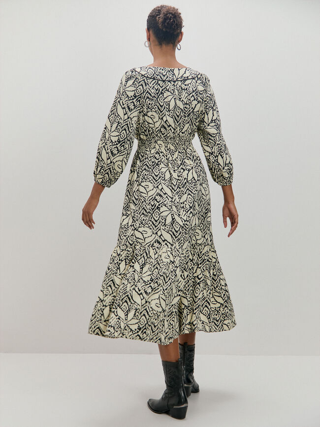 VESTIDO ESTAMPADO CANESU Negro