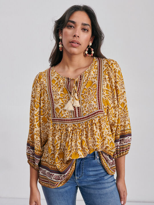 Blusa manga globo Mostaza image number null