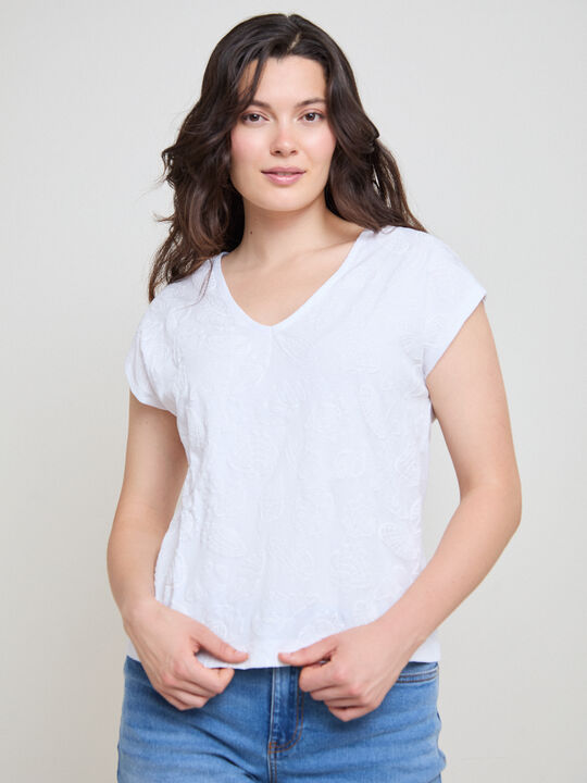 CAMISETA CONCHAS RELIEVE Blanco Optico image number null