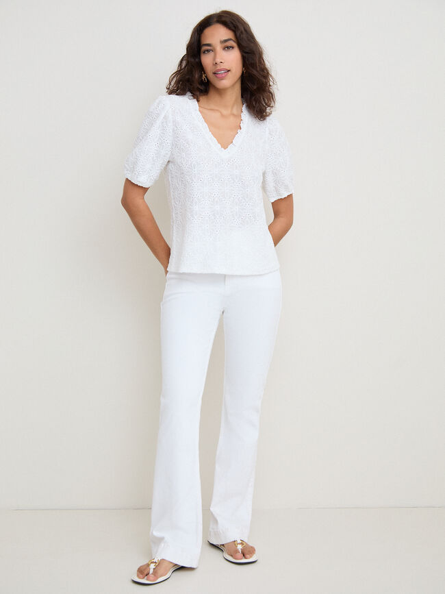 CAMISETA FLORES JACQUARD C/PICO Blanco Optico