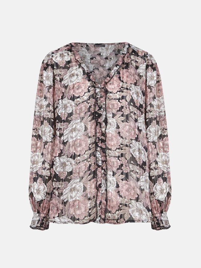 blusa volantes pico Rosa Claro