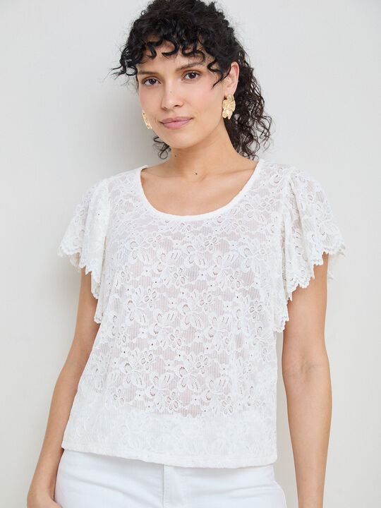 CAMISETA BLONDA MANGA VUELO Crudo image number null