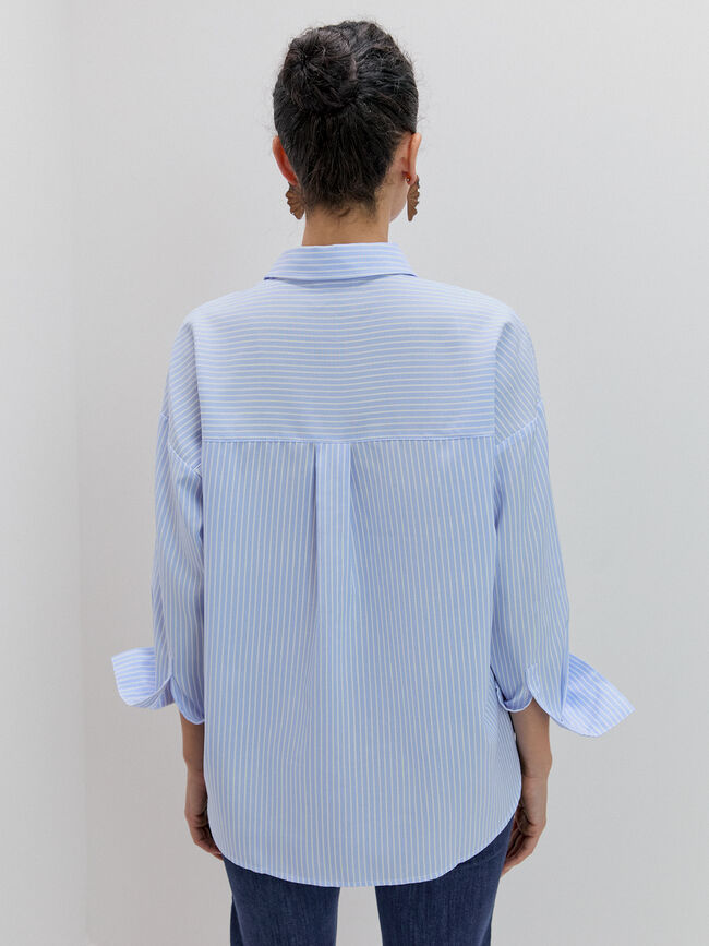 CAMISA RAYAS OVERSIZE Azul Medio